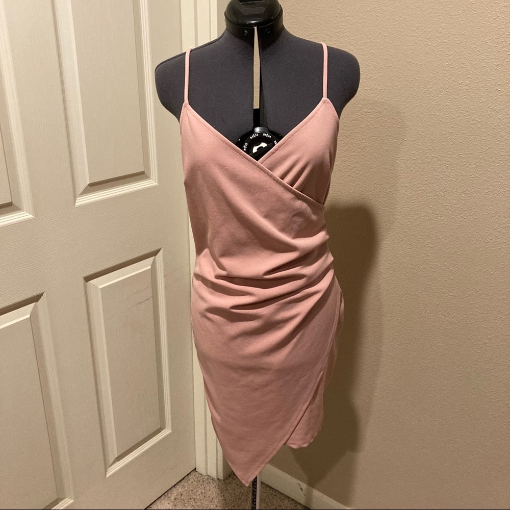 Love Vintage Faux Wrap Dress - Pink - Size Large